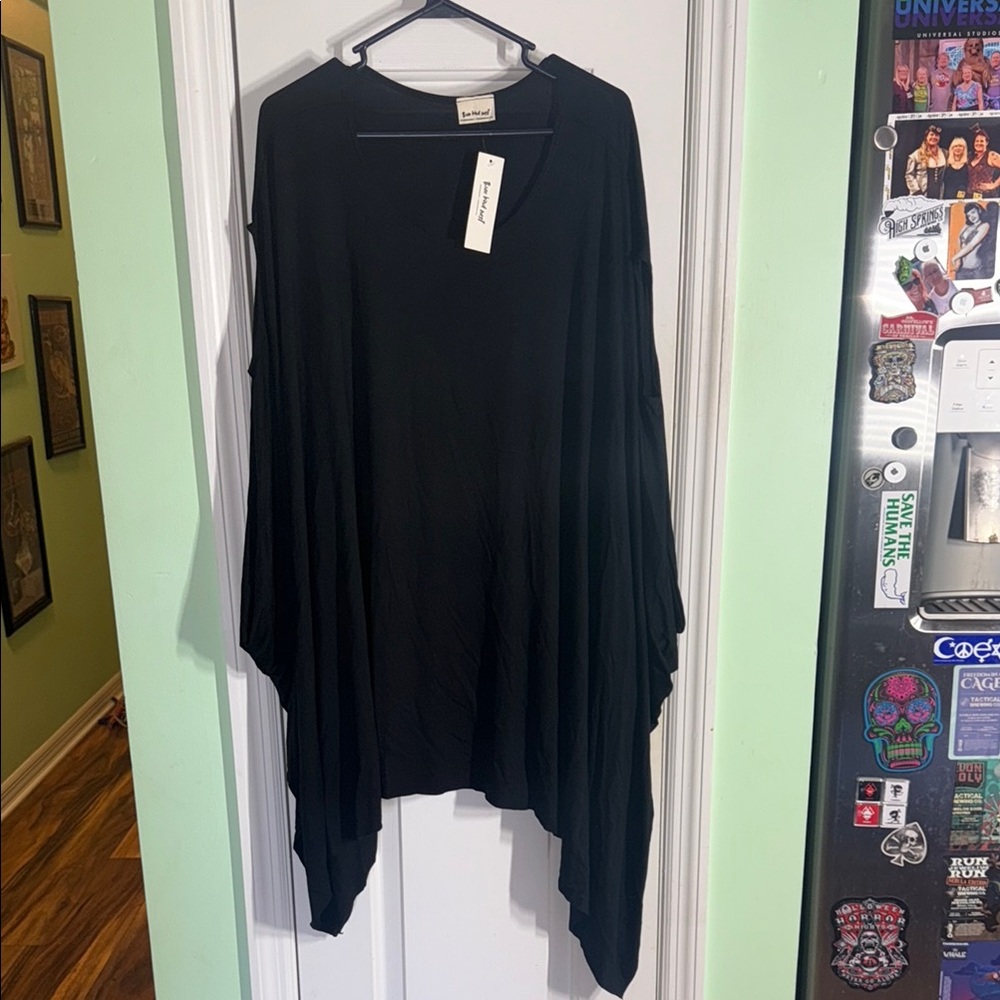 Three Birds Nest Black The Wren Tunic Oversized Bohemian Top One Size Fits All